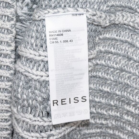 REISS Esme Cable Knit V-Neck Jumper Sweater in Gray Women's size Medium - Picture 6 of 11